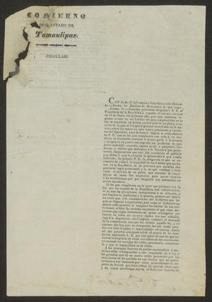 Primary view of object titled '[Printed Circular to the Laredo Ayuntamiento, August 9, 1834]'.