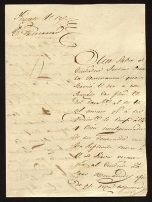 [Letter from Santiago Vela to the Laredo Alcalde, July 28, 1831]
