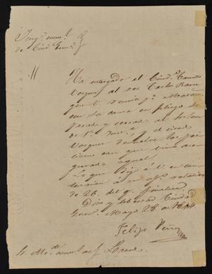 [Letter from Felipe Peña to the Laredo Alcalde, May 28, 1844]