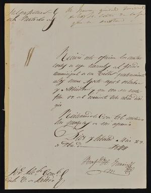 [Letter from Rafael Garcia to the Laredo Alcalde, December 28, 1844]