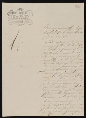 [Letter from Juan de la Garza to the Laredo Alcalde, June 23, 1835]