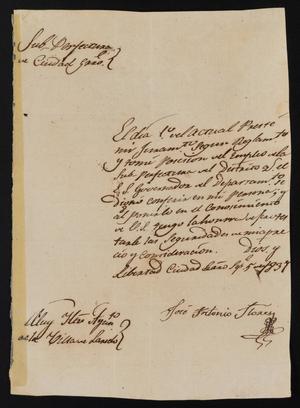 [Letter from José Antonio Flores to the Laredo Ayuntamiento, September 5, 1837]