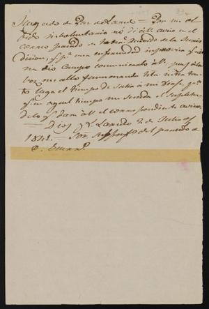 [Letter from the Laredo Justice of the Peace to the Comandante Militar, July 2, 1841]