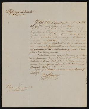 [Letter from Rafael Chovell to the Laredo Ayuntamiento, August 7, 1837]
