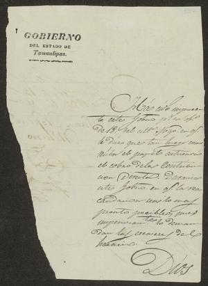 [Letter from Juan Molano to the Laredo Alcalde, April 12, 1832]