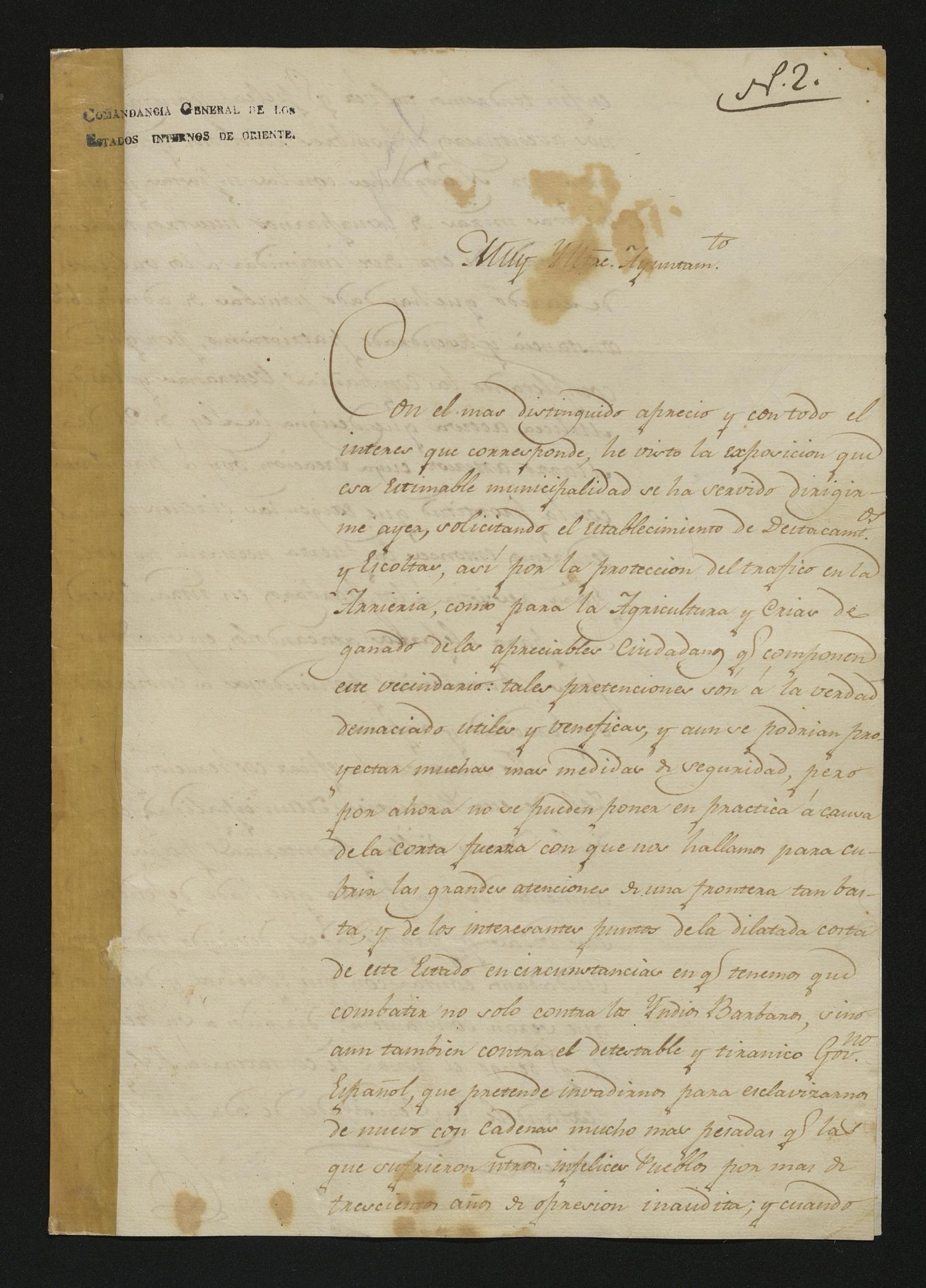 [Letter from the Military Commander to the Laredo Ayuntamiento, January 27, 1827]
                                                
                                                    [Sequence #]: 1 of 4
                                                