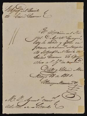 [Letter from Policarzo Martinez to the Laredo Ayuntamiento, May 18, 1844]