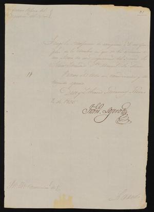 Primary view of object titled '[Letter from Francisco Lojero to the Laredo Alcalde, March 7, 1835]'.