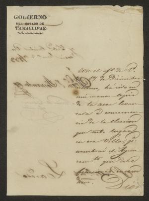 [Letter from the Governor of Tamaulipas to the Laredo Alcalde, January 5, 1833]