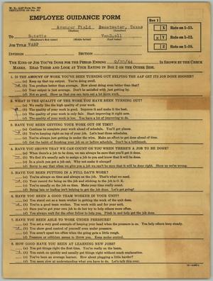 Primary view of object titled '[Employee Guidance Form - Suzette Van Daell'.