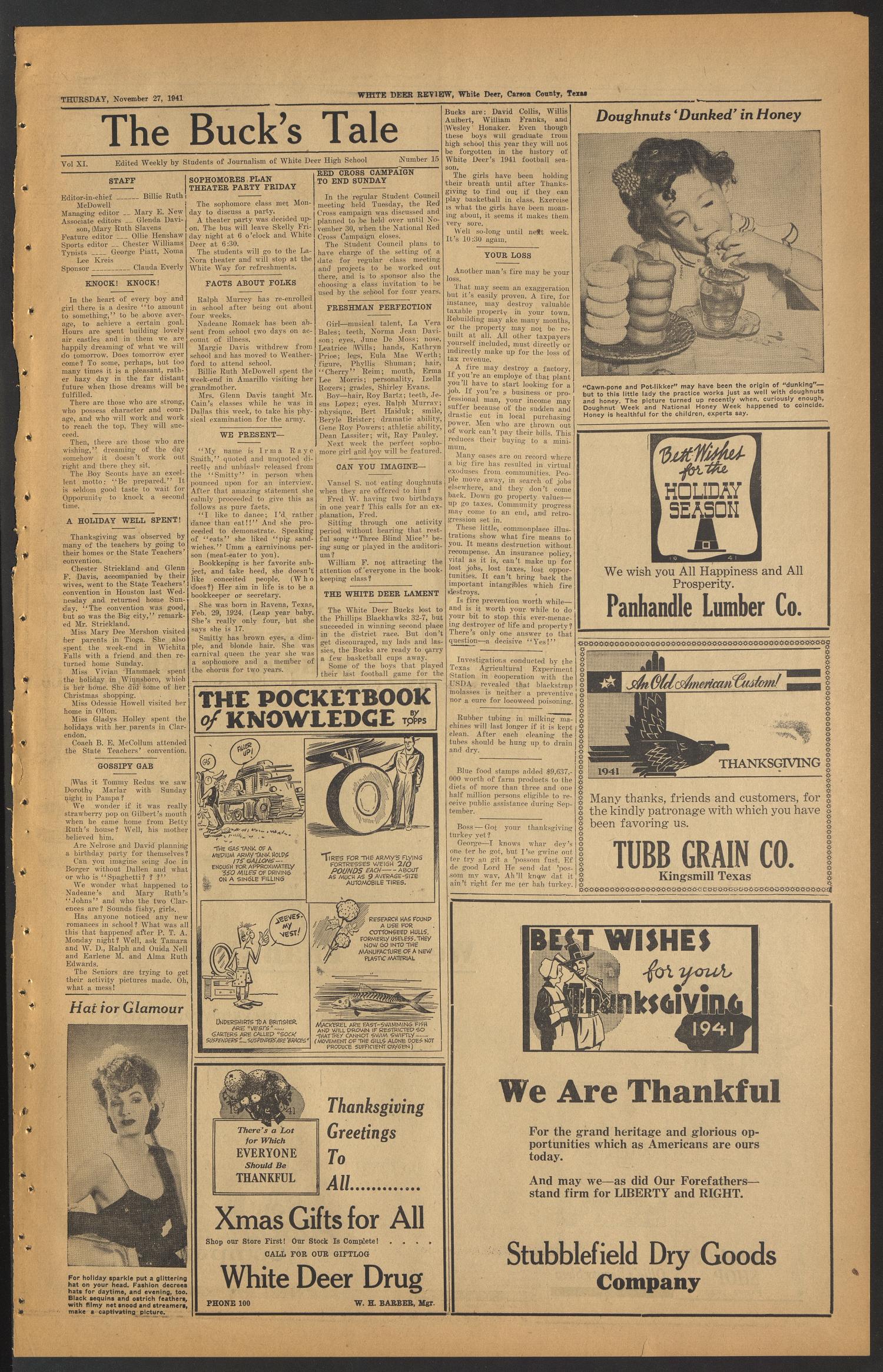 White Deer Review (White Deer, Tex.), Vol. 18, No. 39, Ed. 1 Thursday, November 27, 1941
                                                
                                                    [Sequence #]: 5 of 8
                                                