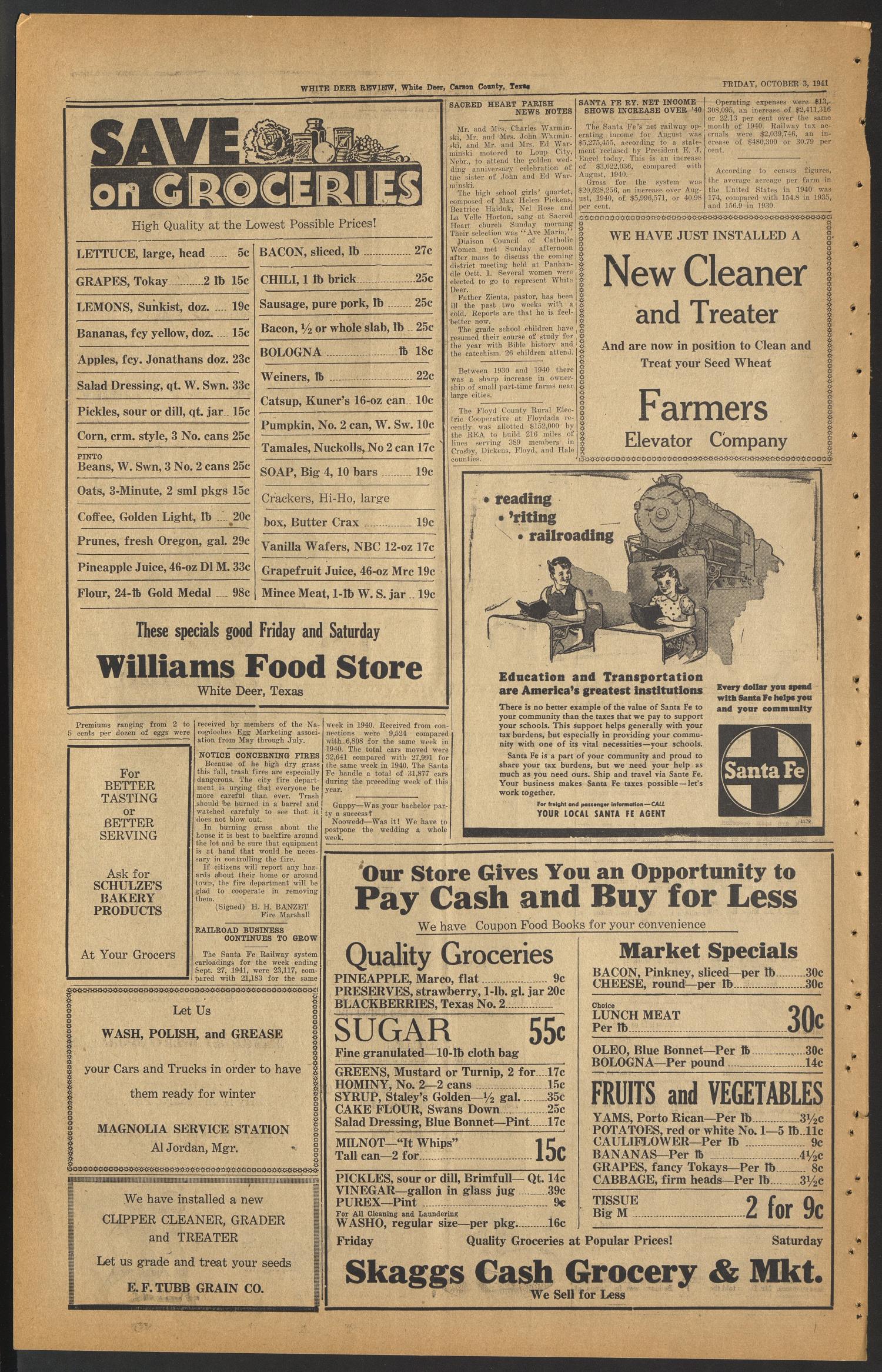 White Deer Review (White Deer, Tex.), Vol. 18, No. 31, Ed. 1 Friday, October 3, 1941
                                                
                                                    [Sequence #]: 4 of 4
                                                