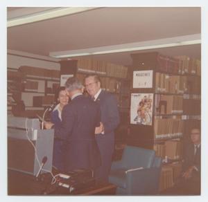 [Photograph of Governor Dolph Briscoe and Audio Equipment]