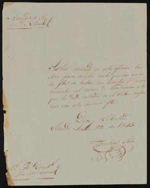 [Letter from Agustin Soto to the Laredo Alcalde, July 22, 1845]
