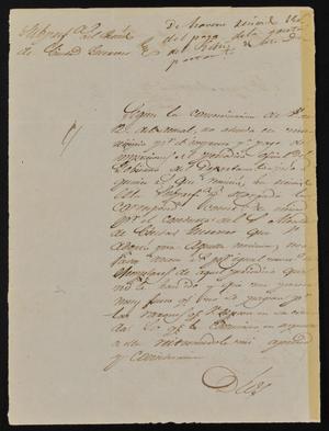 [Letter from Policarzo Martinez to the Laredo Alcalde, February 22, 1845]