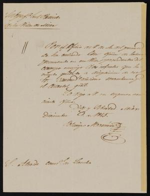 [Letter from Policarzo Martinez to Alcalde Ortiz, December 9, 1845]