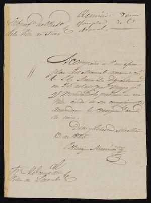 [Letter from Policarzo Martinez to the Laredo Alcalde, June 13, 1845]