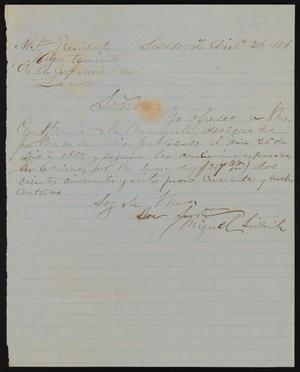 Primary view of object titled '[Bid Offer from Miguel Lidwell to the Laredo Mayor]'.