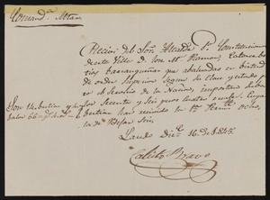 [Receipt from Comandante Bravo to Alcalde Ortiz, October 1, 1845]
