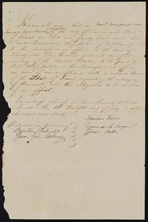 Primary view of object titled '[Bond for $36 by Francisco Farias]'.