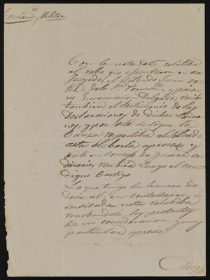 [Letter from Comandante Bravo to Alcalde Ramón, August 15, 1845]