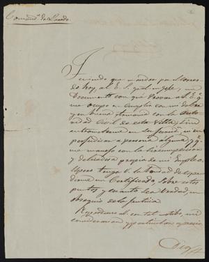 [Letter from Comandante Bravo to Alcalde Ramón, November 30, 1845]