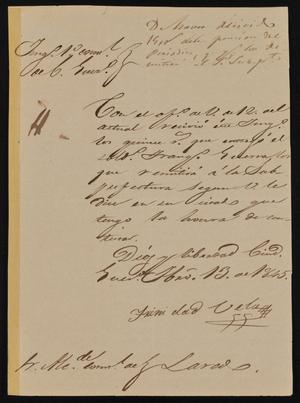 [Letter from Trinidad Vela to the Laredo Alcalde, February 13, 1845]