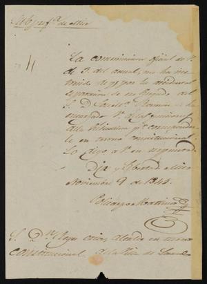 [Letter from Policarzo Martinez to Reyes Ortiz, November 9, 1845]