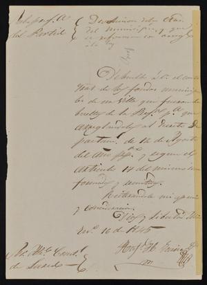 [Letter from Rafael García to the Laredo Alcalde, January 16, 1845]
