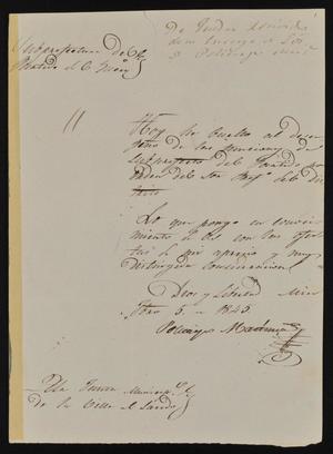 [Letter from Policarzo Martinez to the Laredo Ayuntamiento, February 5, 1845]