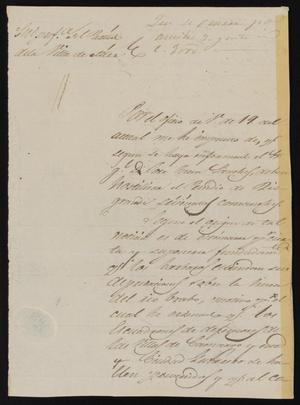 [Letter from Policarzo Martinez to the Laredo Alcalde, June 23, 1845]