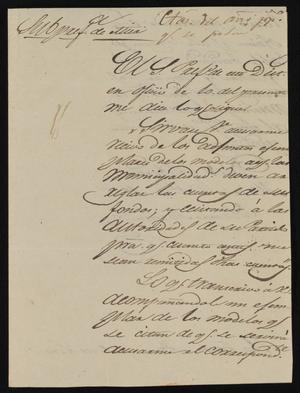 [Letter from Policarzo Martinez to the Laredo Junta Municipal, October 14, 1845]