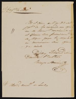 [Letter from Policarzo Martinez to the Laredo Alcalde, December 1, 1845]