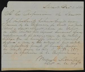 Primary view of object titled '[Letter of Resignation by M. Lidwill]'.