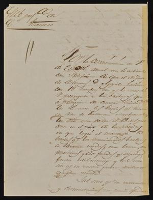 [Letter from Policarzo Martinez to the Laredo Alcalde, March 24, 1845]
