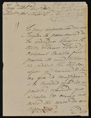 [Letter from a Juzgado to the Laredo Alcalde, March 28, 1845]