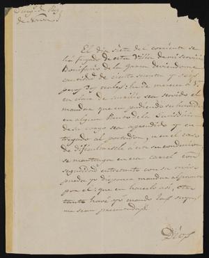 [Letter from Juzgado Blas María Garza to the Justice of the Peace, August 20, 1845]
