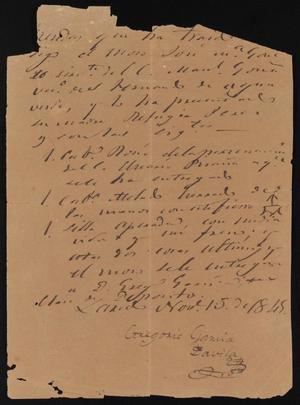 [Letter from Gregorio García Dávila, November 13, 1845]