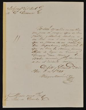 [Letter from Policarzo Martinez to the Laredo Alcalde, February 8, 1845]