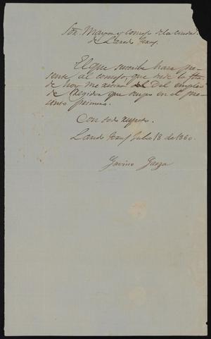Primary view of object titled '[Resignation of G. Garza]'.