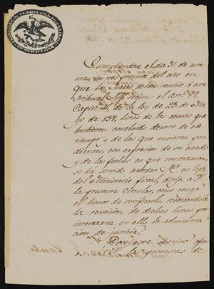 Primary view of object titled '[Letter from Juan Nepomuceno to the Laredo Judge, March 24, 1846]'.