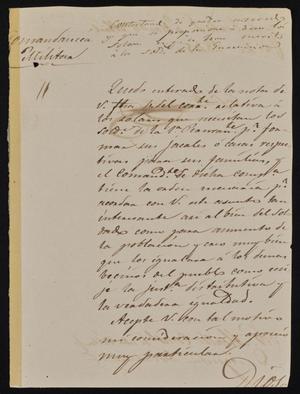 [Letter from Comandante Calisto Bravo to the Laredo Alcalde, April 8, 1845]
