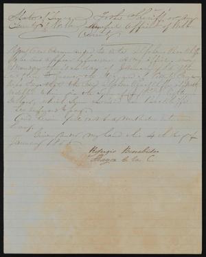 Primary view of object titled '[Letter from Refugio Benavides to Santos Benavides, January 4, 1858]'.