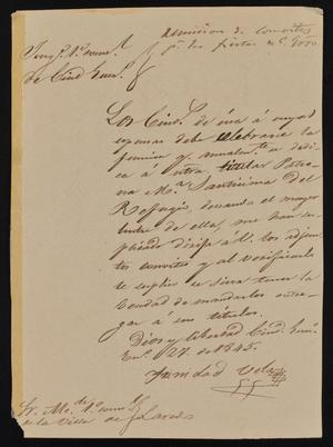 [Letter from Trinidad Vela to the Laredo Alcalde, January 27, 1845]