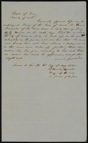 Primary view of object titled '[Sworn Statement of Cesario Benavides]'.