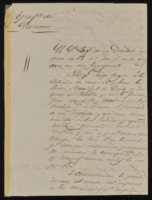 Primary view of object titled '[Letter from Policarzo Martinez to the Laredo Ayuntamiento, March 22, 1845]'.