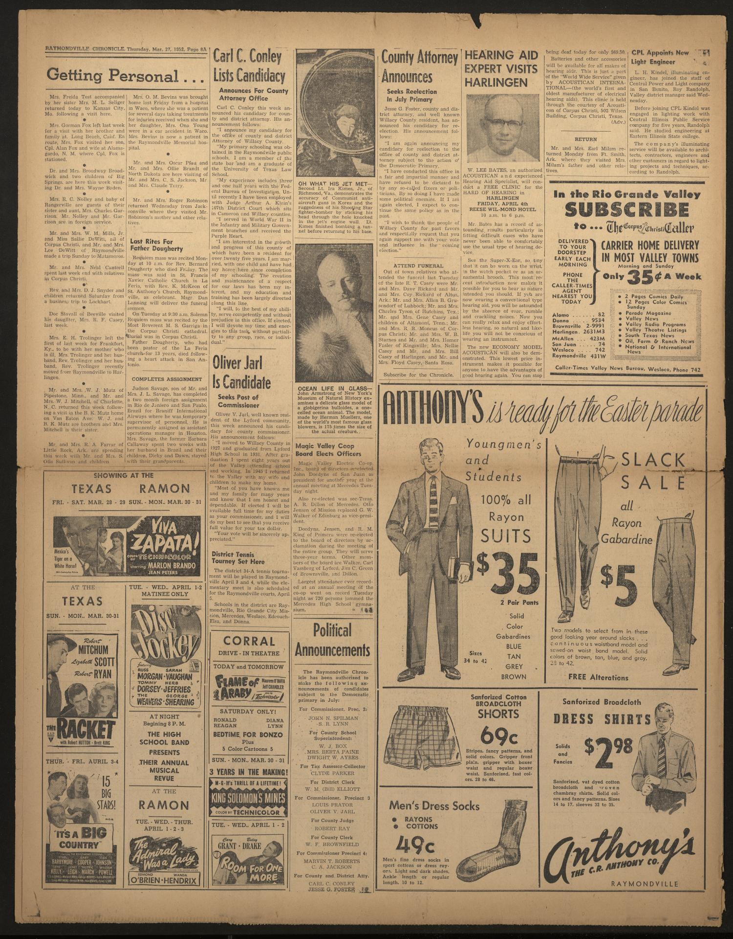 Raymondville Chronicle (Raymondville, Tex.), Vol. 26, No. 13, Ed. 1 Thursday, March 27, 1952
                                                
                                                    [Sequence #]: 8 of 14
                                                