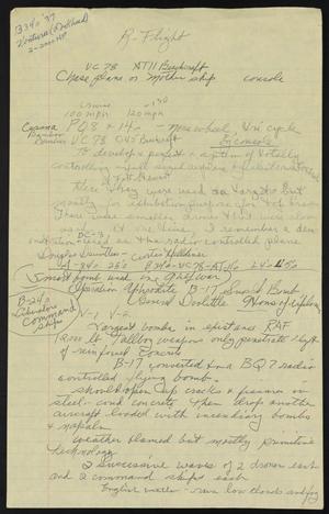 Primary view of object titled '[A Sheet of Paper With Handwritten Notes About a Plane]'.