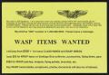 Text: [Advertisement seeking WASP Items]