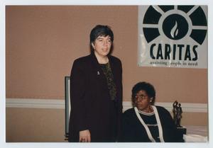 Primary view of object titled '[Barbara Jordan and Donna Lopiano at Caritas Dinner]'.